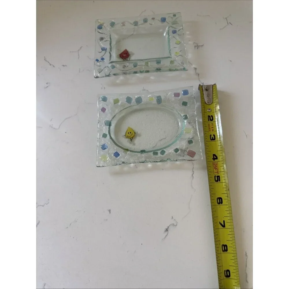 Vintage Clear Glass Rectangular Trinket Tray Soap Dish Includes (2) - Picture 12 of 14